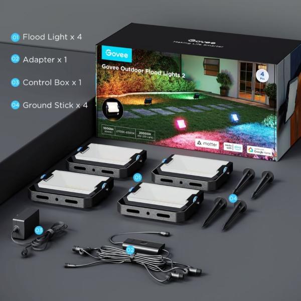 Govee Flood Lights 2 venkovní SMART LED světla 4ks1