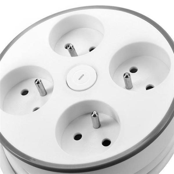 Solight 4z prodlužovací přívod,  2m,  3 x 1mm2,  bílý,  vypínač2