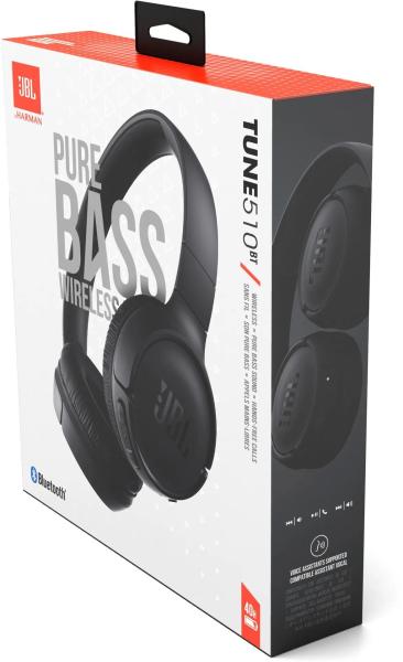 JBL Tune 510BT Black sluchátka na uši,  bezdrátová,  Bluetooth 5.0,  32 ohm,  výdrž až 40 hod,  rychlé nabíjení,  černá6