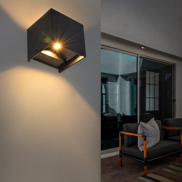 Solight LED venkovní nástěnné osvětlení Parma,  6W,  420lm,  3000K,  černá1