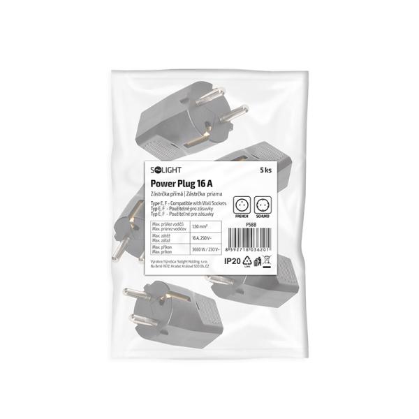 Solight zástrčka přímá,  IP20,  černá5