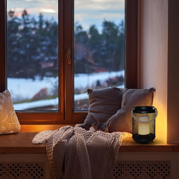 Solight kovová lucerna s LED svíčkou,  teplá bílá,  3xAA,  černá,  20cm0