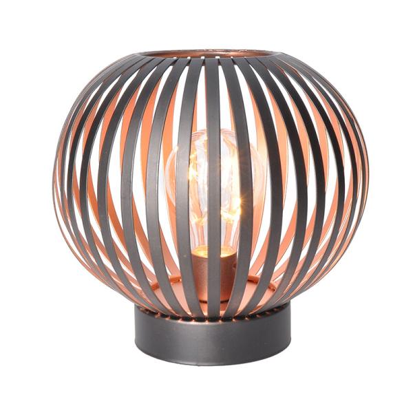 Solight kovová kulatá lucerna se žárovkou s micro LED,  teplá bílá,  měděná,  3xAA,  19cm3