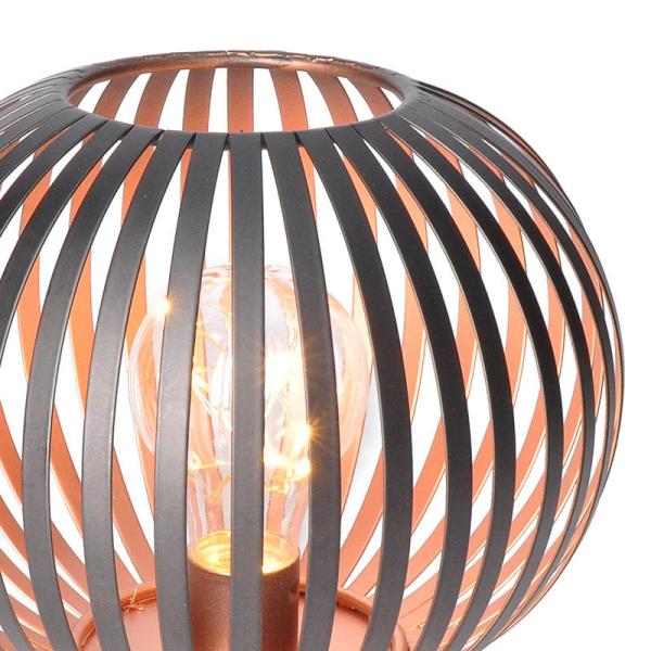 Solight kovová kulatá lucerna se žárovkou s micro LED,  teplá bílá,  měděná,  3xAA,  19cm4
