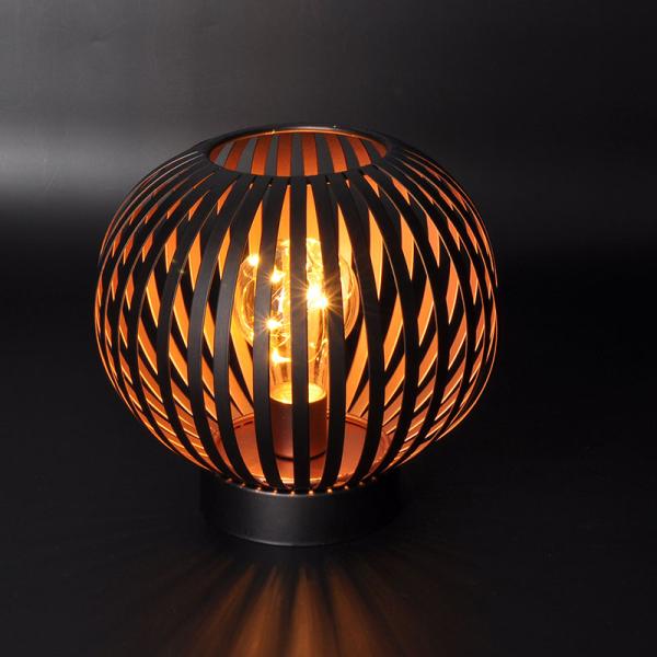 Solight kovová kulatá lucerna se žárovkou s micro LED,  teplá bílá,  měděná,  3xAA,  19cm5
