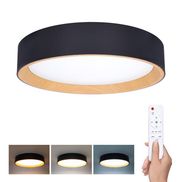 Solight LED osvětlení s dálkovým ovladačem Larios Black,  48W,  3360lm,  39cm,  změna chromatičnosti,  stmívatelné