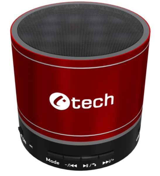 C-TECH repro SPK-08R,  bluetooth,  červená