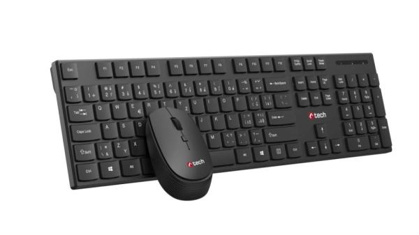 C-TECH klávesnice s myší WLKMC-03,  Bezdrátový set 2.4GHz,  CZ,  Černá