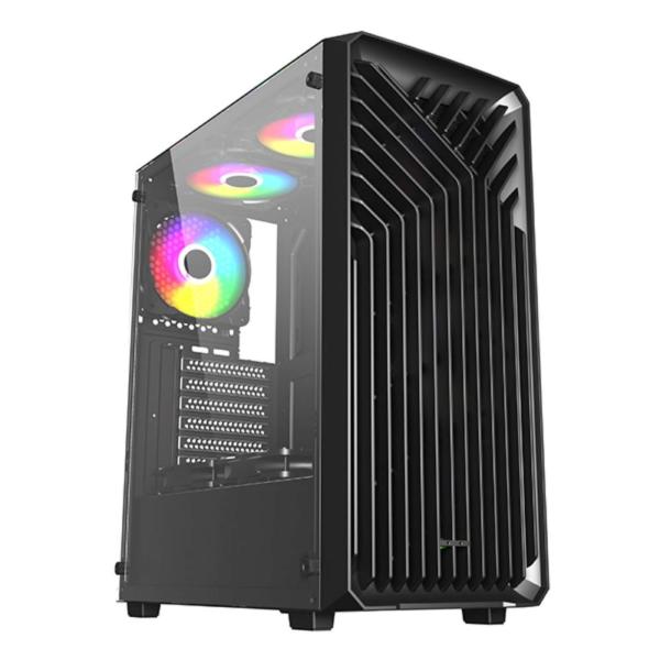 VeinX case OD15A-BK,  ATX,  Průhledná bočnice,  Černá,  bez ventilátorů