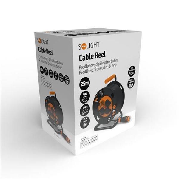 Solight 4z prodlužovací přívod - na bubnu,  25m guma H07RN-F,  3x 2, 5mm2,  IP447