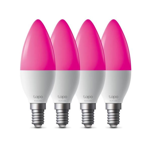 TP-Link Tapo L430C(4-pack) chytrá WiFi stmívatelná LED žárovka (barevná, 2500K-6500K, 470lm, 2, 4GHz, E14)