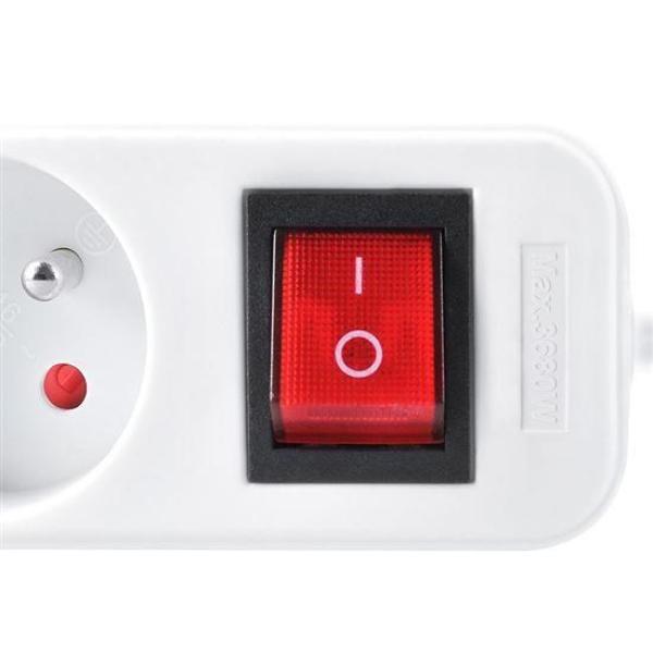 Solight prodlužovací přívod 3m,  5 zásuvek,  vypínač,  16A/ 3680W,  PVC,  bílý1