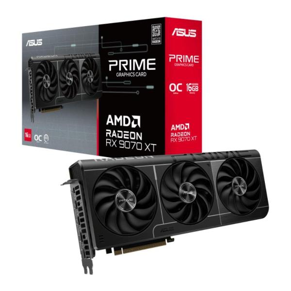 ASUS VGA AMD Radeon RX 9070 XT PRIME OC 16GB,  RX 9070 XT,  16GB GDDR6,  3xDP,  1xHDMI