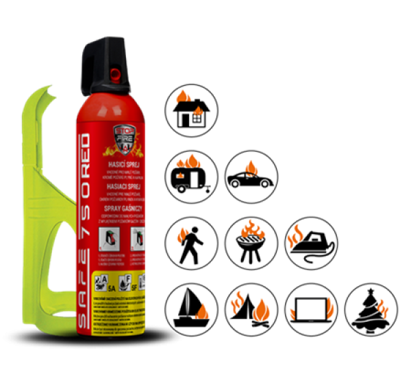 Safe SET Hasicí sprej  750 RED + držák  75F