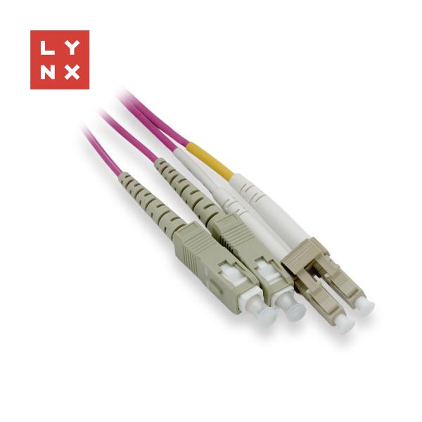 LYNX duplexní patch kabel MM,  OM4,  LC/ SC,  50/ 125µm,  1m