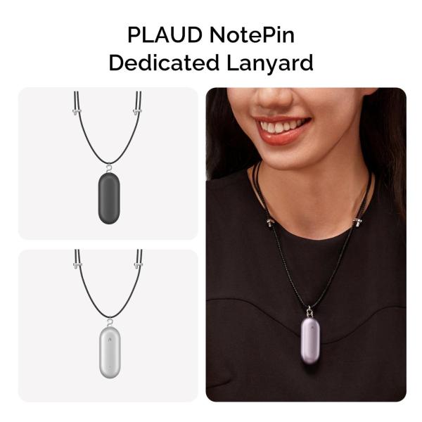 PLAUD Note Pin Lanyard Black - Řemínek na krk,  černý3
