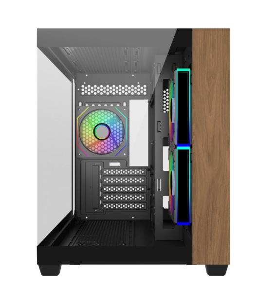 Cooler Master case Elite 481 Wood,  mATX,  Průhledná bočnice,  3x 120mm ARGB Fan,  Černá2