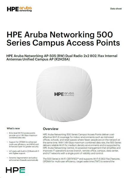 5 x HPE Aruba Networking AP-505 (RW) Dual Radio 2x2 802.11ax Internal Antennas Unified Campus AP ( 5 x R2H28A )1