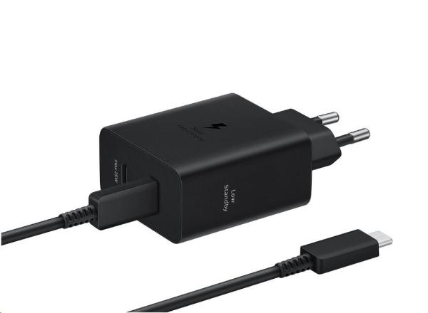 Samsung Dual USB-C 50W Cestovní nabíječka + USB-C Datový Kabel Black