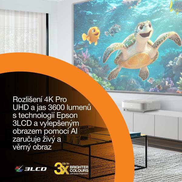 Epson Lifestudio Grand – EH-LS670W diamantová biela,  4K PRO-UHD,  3600lm,  HDMI,  USB,  Google TV,  240Hz8