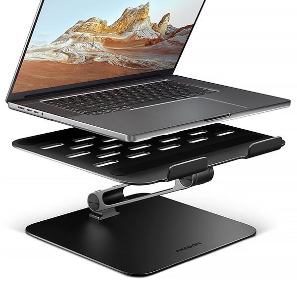 AXAGON STND-LQB hliníkový HQ stojan na notebook 10"-17.3" nastaviteľná výška a uhol, čierny