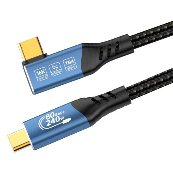 PREMIUMCORD Kabel USB4™ Version2.0 80Gbps 16K@60Hz 240W Thunderbolt 3 a 4 kabel zahnutý 0, 8m5