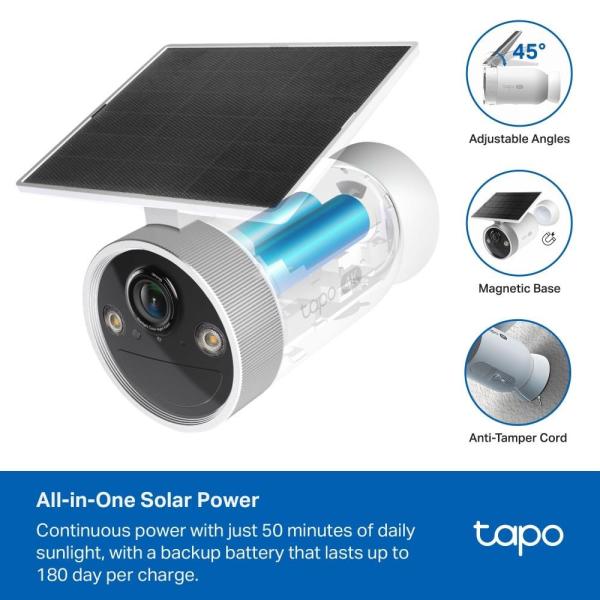 TP-Link Tapo C465 venkovní kamera integrovaný solární panel (8MP,  4K,  2160p,  IR 15m,  WiFi,  micro SD card,  IP65)3