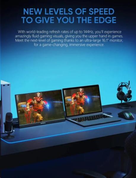 Arzopa Z1FC Portable Monitor 16.1" 144hz IPS Full HD 1080p Metal Housing Přenosný monitor + pouzdro,  šedý1