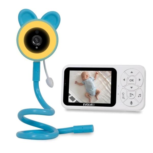 EVOLVEO Baby Monitor N35, detská pestúnka s kamerou, VOX, teplomer, nočné videnie, RGB svetlo, Modrá