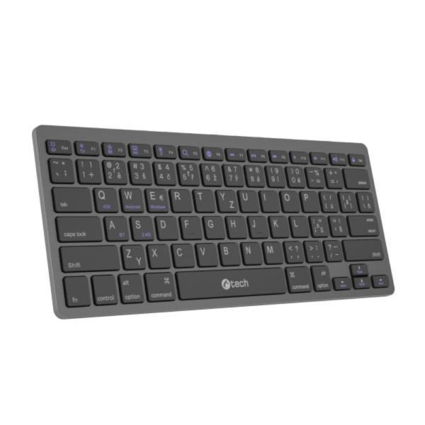 C-TECH Klávesnice KB-120S Dual mode,  bezdrátová,  BT5.0 + 2, 4GHz,  USB nano receiver,  CZ/ SK2