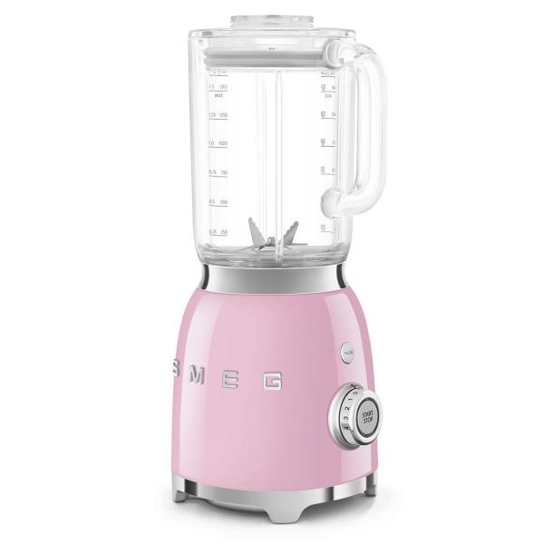 Smeg BLF03PKEU mixér,  800 W,  4 programy,  funkce pulse,  18000 RPM,  nerezové ostří,  Ice crush,  50"s Style,  růžový3