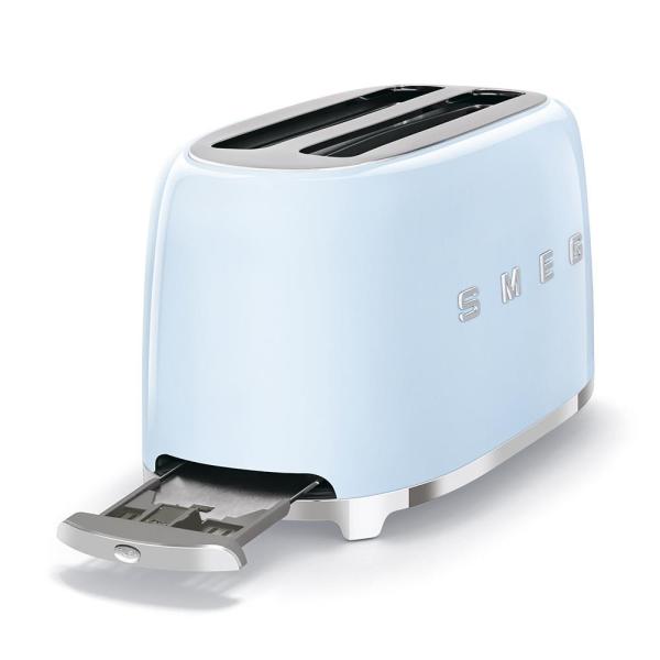 Smeg TSF02PBEU,  toustovač /  topinkovač,  4 toasty,  6 úrovní opékání,  zásuvka na drobky,  styl. 50. let,  pastelově modrý4