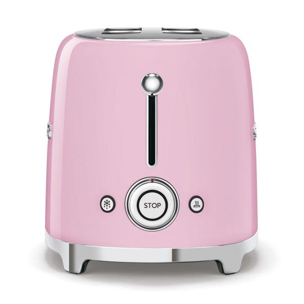 Smeg TSF02PKEU,  toustovač /  topinkovač,  4 toasty,  6 úrovní opékání,  zásuvka na drobky,  styl. 50. let,  růžový1