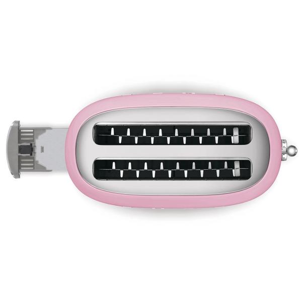 Smeg TSF02PKEU,  toustovač /  topinkovač,  4 toasty,  6 úrovní opékání,  zásuvka na drobky,  styl. 50. let,  růžový2