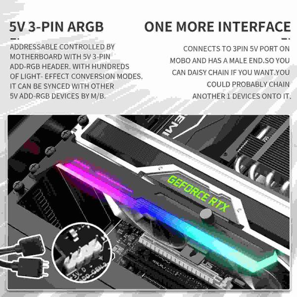 BAZAR - 1stCool Podpěra GPU Kovový držák ARGB,  černá - Rozbaleno (Komplet)4