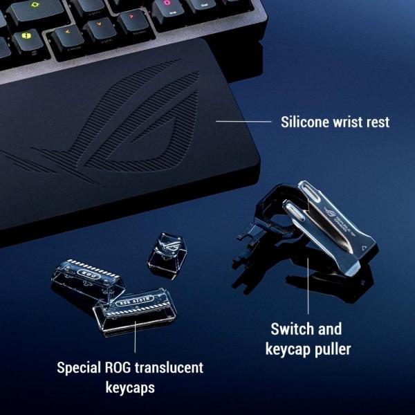 ASUS klávesnice ROG Azoth 96 HE,  Mechanická,  Bezdrátová,  BT,  RF 2.4GHz,  US,  černá14