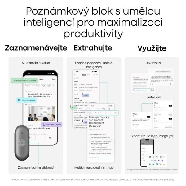 PLAUD Note Pin S Silver - AI hlasový záznamník + náramek a šňůrka na krk5