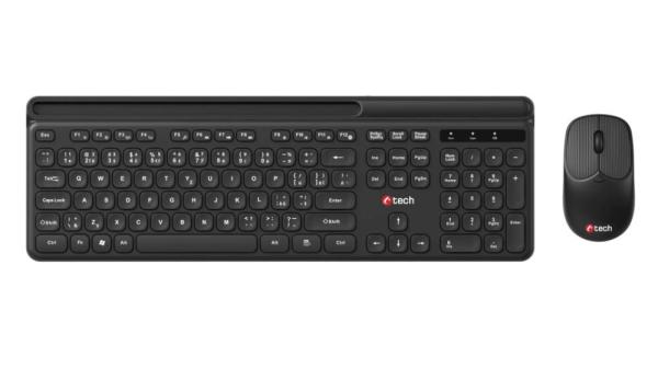 BAZAR - C-TECH klávesnice s myší WLKMC-05B,  Bezdrátový set 2.4GHz,  CZ,  Černá,  poškozený obal2