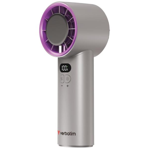 VERBATIM ruční ventilátor Cool "n" Go Ice Touch,  USB-C,  šedá/ fialová0