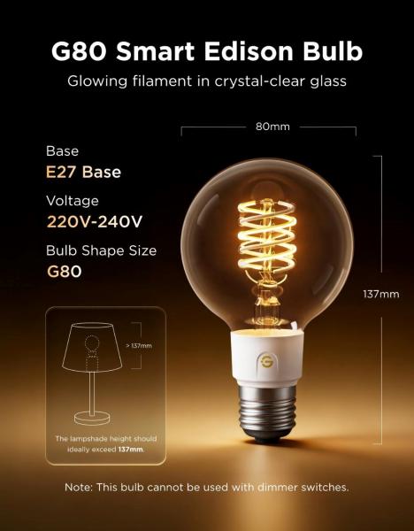 Govee Smart žárovka G80 RGBWW 5W-40W 500lm E27 Long Life,  Matter5