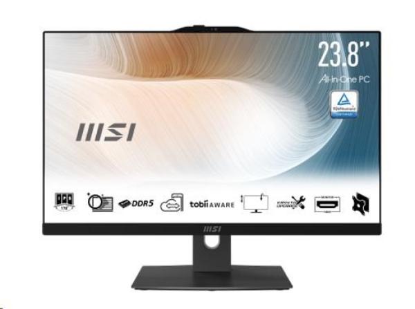MSI PC AiO Modern AM242P 1M-2088XEU,  Core 5 120U,  23.8 FHD,  Anti-Glare,  Non-Touch,  16GB,  512GB SSD,  N/ A,  No OS,  Black