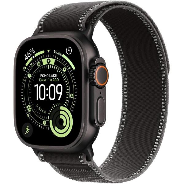 Apple Watch Ultra 3 GPS + Cellular 49mm Black Titanium Case with Black/ Charcoal Trail Loop - M/ L