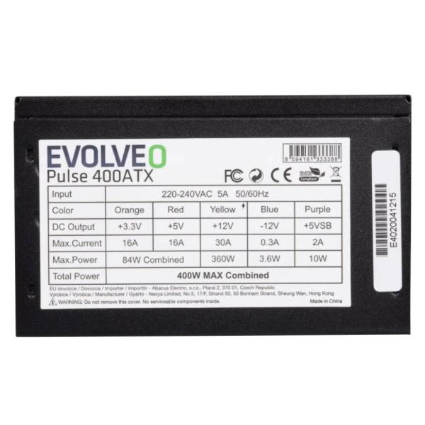 EVOLVEO Pulse 400ATX,  zdroj 400W,  ATX,  tichý,  bulk,  záruka 3 roky,  černý2