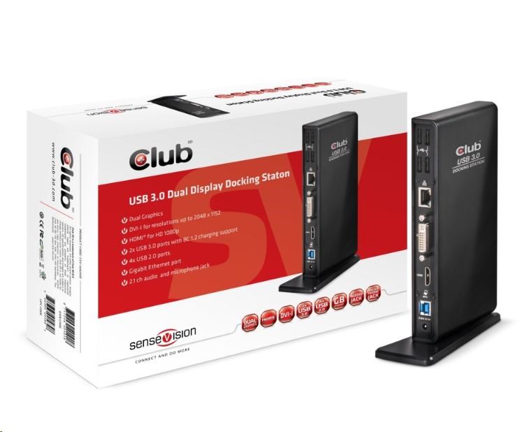 Club3D Dokovací stanice USB 3.0 Type A Dual Display0 