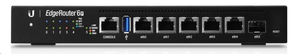 UBNT EdgeMAX EdgeRouter 6 PoE [1GHz štvorjadrový CPU,  1GB RAM,  PoE,  EdgeOS,  5 gigabitových portov + 1xSFP slot,  bez ven0 