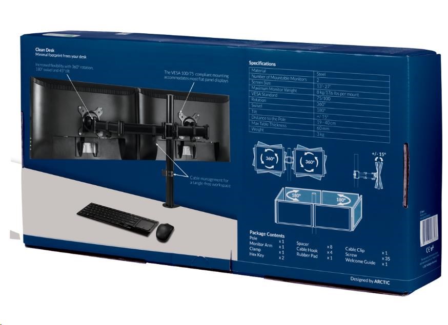 Držiak ARCTIC pre 2 monitory Z2 Basic5 