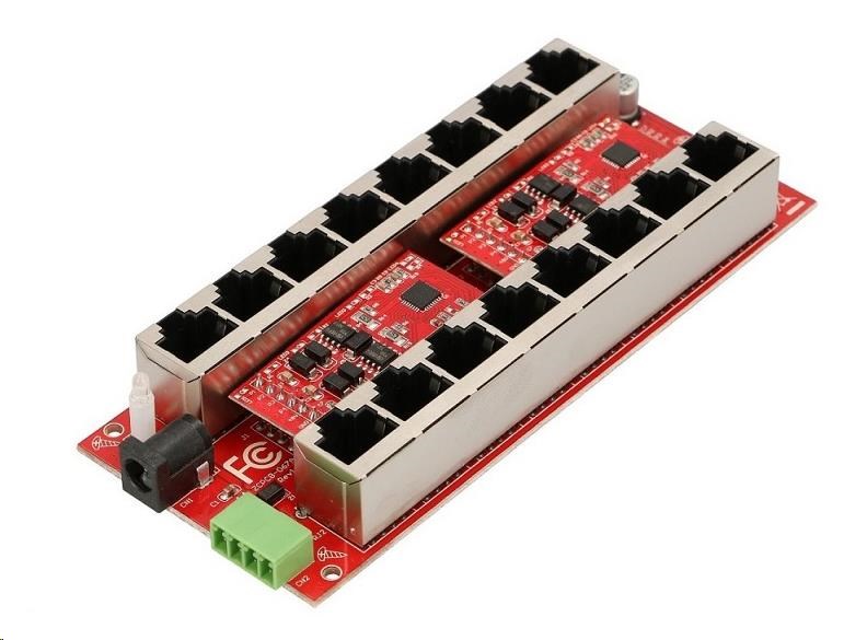 POE injektor aktivní - 8x 1Gb/ s,  stíněný,  svorkovnice,  802.3af/ at2 
