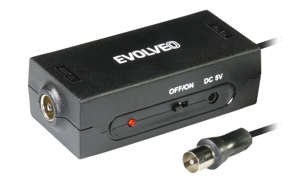 EVOLVEO Amp 1,  anténní zesilovač FM/ DAB+/ DVB-T2,  filtr LTE, 4G, 5G0 