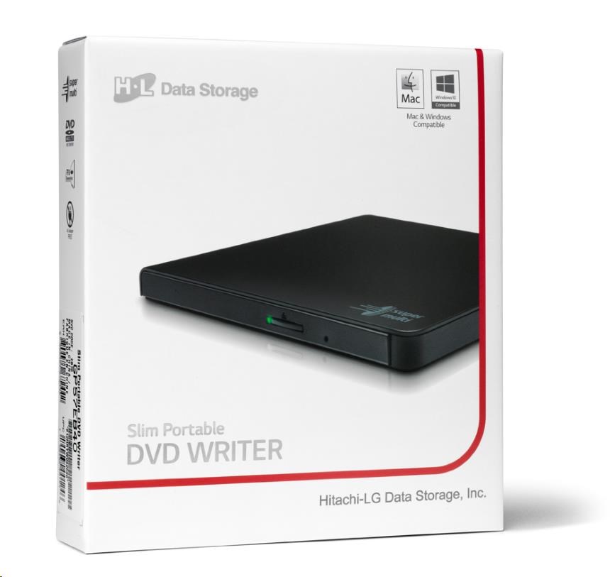 HITACHI LG - externá mechanika DVD-W/ CD-RW/ DVD±R/ ±RW/ RAM GP57EB40,  Slim,  čierna,  box+SW4 