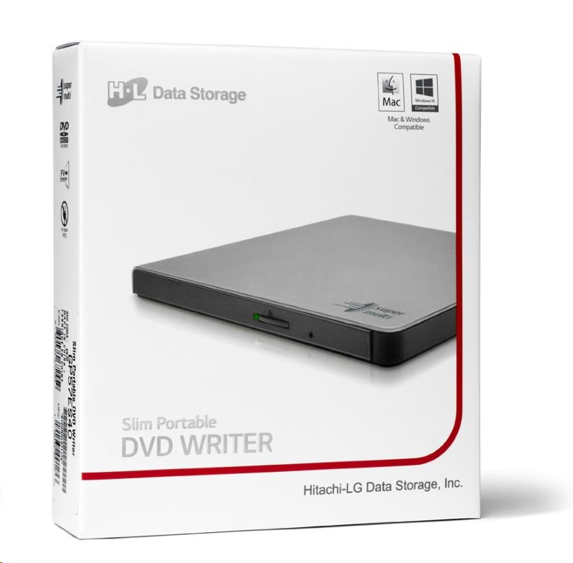 HITACHI LG - externá mechanika DVD-W/ CD-RW/ DVD±R/ ±RW/ RAM GP57ES40,  Slim,  Silver,  box+SW3 